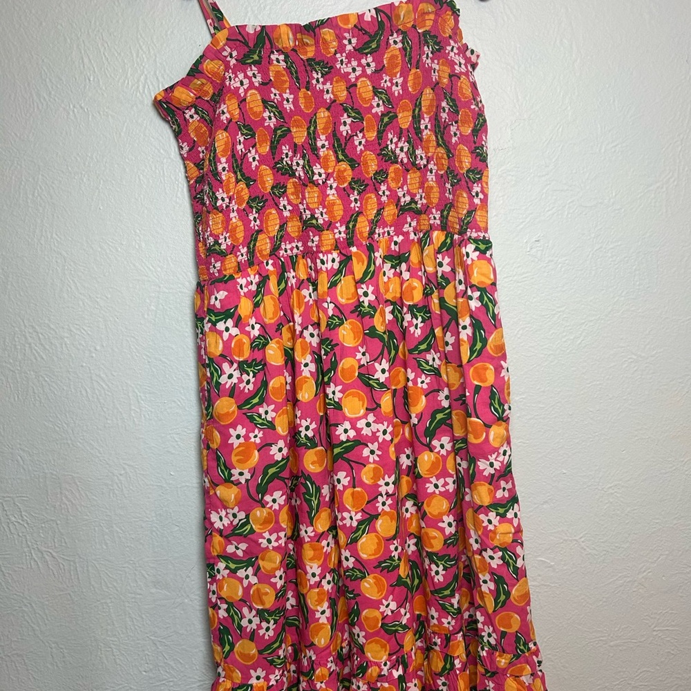 Draper James Orange Blossom Smocked Dress with Pockets Size Medium - Picture 2 of 12